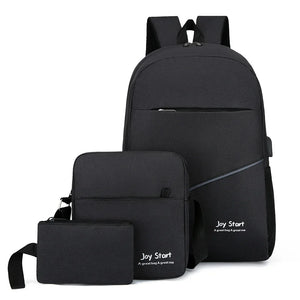 3Pcs College School Backpack for Men Canvas Travel Laptop Backpacks