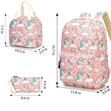 3Pcs Girls School Backpacks Unicorn Bookbags Set Lightweight Kids Travel Bag