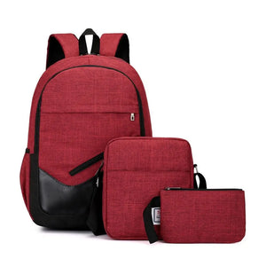 3Pcs Business Laptop Backpack Canvas Travel Shoulder Bag for Men Women