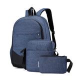 3Pcs Business Laptop Backpack Canvas Travel Shoulder Bag for Men Women