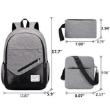 3Pcs Business Laptop Backpack Canvas Travel Shoulder Bag for Men Women