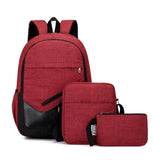 3Pcs Business Laptop Backpack Canvas Travel Shoulder Bag for Men Women