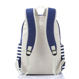 Navy Canvas Backpack Teenager High Bagpack School Big Striped Travel Laptop