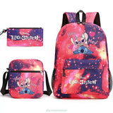 3Pcs Set Stitch Backpacks For Kids High Schoolbag Students