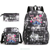 3Pcs Set Stitch Backpacks For Kids High Schoolbag Students