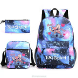 3Pcs Set Stitch Backpacks For Kids High Schoolbag Students