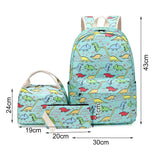 Kids Dinosaur Backpack Set Adjustable Straps Cartoon Bookbag for School