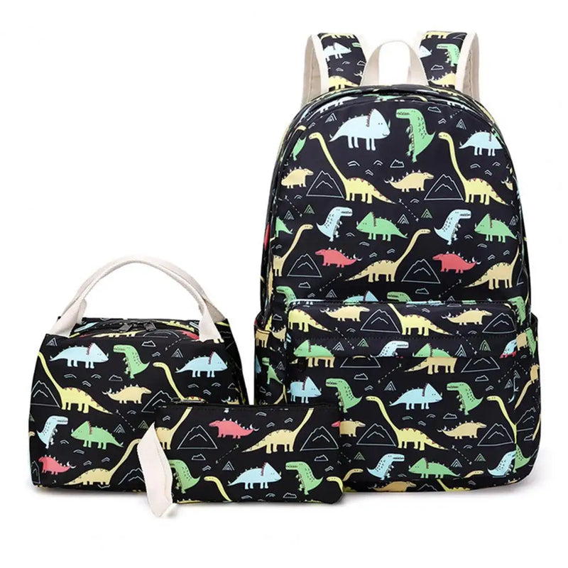 Kids Dinosaur Backpack Set Adjustable Straps Cartoon Bookbag for School