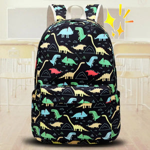 Kids Backpack Dinosaur Pattern Adjustable Straps Students Backpack