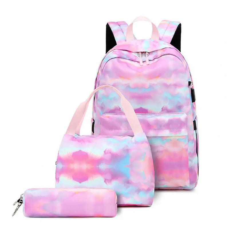 3Pcs/Set Casual Daypacks Charging Port Oxford Cloth Backpack