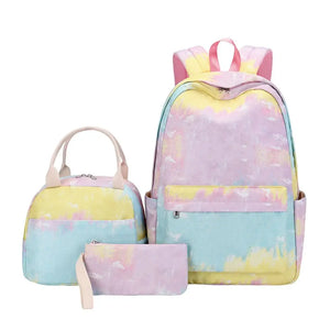 3Pcs/Set School Bag Adjustable Shoulder Straps Student Backpack Travel Girls Han