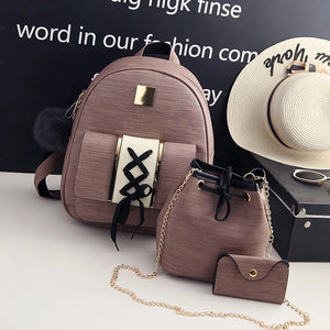 3Pcs Women Backpack Set Casual Backpack Bucket Bag Purse for Teenagers