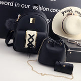 3Pcs Women Backpack Set Casual Backpack Bucket Bag Purse for Teenagers