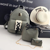 3Pcs Women Backpack Set Casual Backpack Bucket Bag Purse for Teenagers