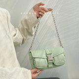 3Pcs Women Soft Leather Handbag Wide Strap Set Vintage Chains