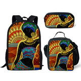 3Pcs Girls School Bags Set, Back To School Backpack, African American Art