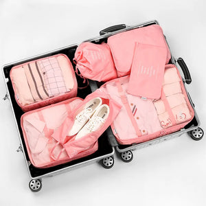 3SETS Nylon Packing Cube Travel Bag System 7 Pieces Large Capacity Clothing Sort