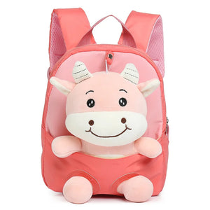 3D Cattle Plush Toy Kids Backpack, School Bag for Age 4-8