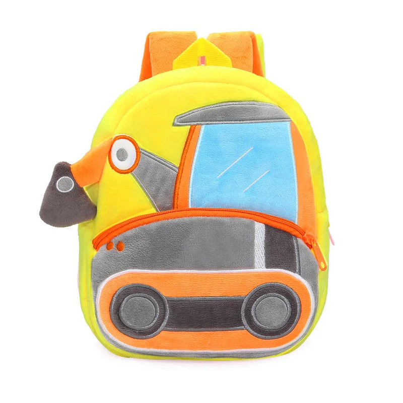 3D Construction Truck Bulldozer Excavator Plush Kids Backpack