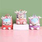 3D Elk Plush Toy Kids Backpack, Kindergarten Bookbag for Age 4-8