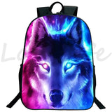 3D Wolf Large Capacity Backpacks Ice Fire Wolf Teenage School Bags
