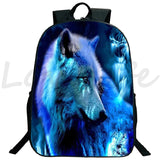 3D Wolf Large Capacity Backpacks Ice Fire Wolf Teenage School Bags