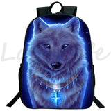 3D Wolf Large Capacity Backpacks Ice Fire Wolf Teenage School Bags