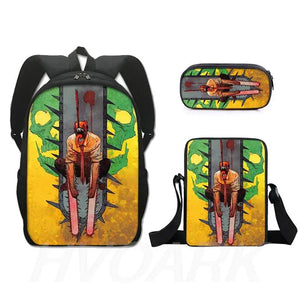3pcs Chainsaw Man Pochita School Backpacks Boys Girls Schoolbag Teens Students P