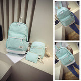 3pcs Girl Crossbody Bag Canvas Bookbag Backpack Set Polka Dot Pencil Case