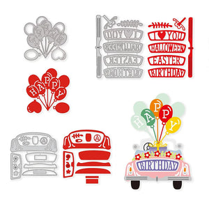3pcs Happy Birthday Car Metal Cutting Dies Happy Easter Halloween Stencil