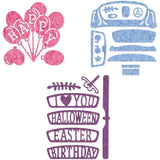 3pcs Happy Birthday Car Metal Cutting Dies Happy Easter Halloween Stencil
