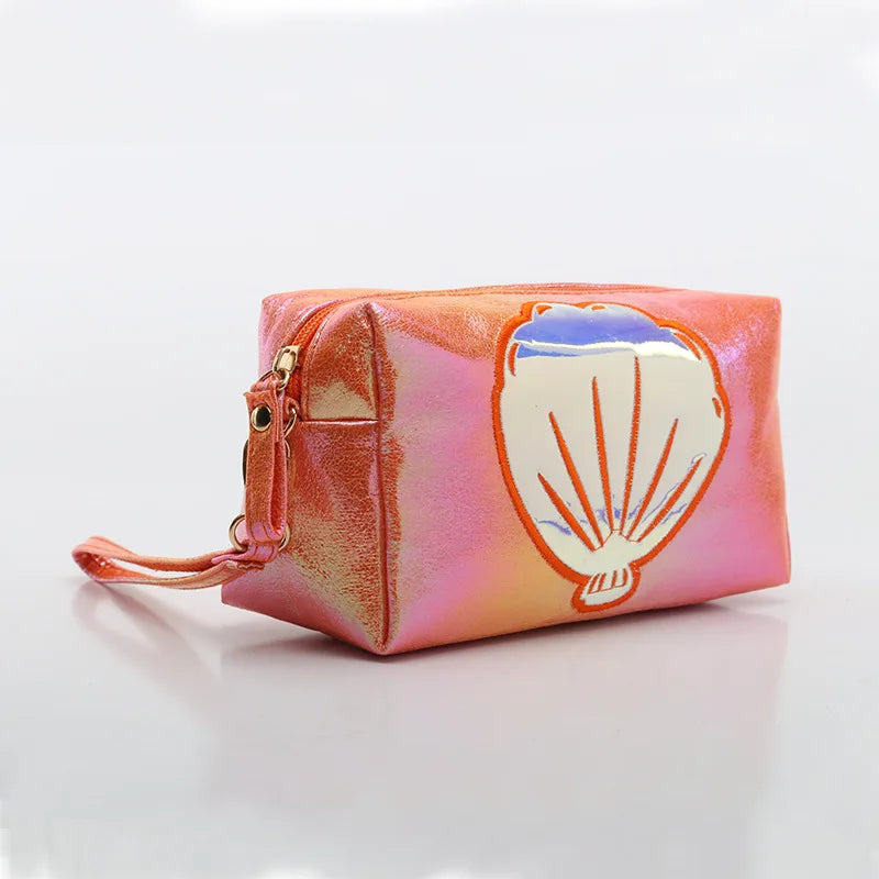 3pcs Bling Shell Makeup Bag Waterproof Mermaid Travel Wash Bag