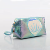 3pcs Bling Shell Makeup Bag Waterproof Mermaid Travel Wash Bag