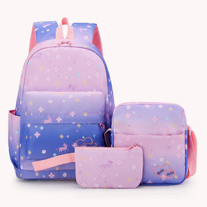3pcs Nylon Backpack Shoulder Book Bags for Teenage Girls Cartoon Children