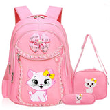 3pcs Cat Cartoon School Backpack for Girls