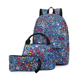 3pcs Teen Girls School Backpacks Lightweight Nylon Daypack Bookbags with Lunch B