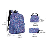 3pcs Teen Girls School Backpacks Lightweight Nylon Daypack Bookbags with Lunch B