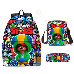 3pcs Backpack Game Stars Shoulder Bags 3D Print School Bag