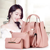 3pcs/Set Pu Leather Handbag Large Capacity Vintage Women Messenger Bag
