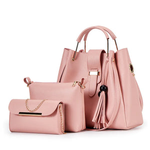 3pcs/Set Pu Leather Handbag Large Capacity Vintage Women Messenger Bag