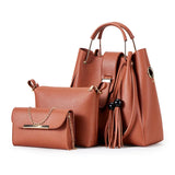 3pcs/Set Pu Leather Handbag Large Capacity Vintage Women Messenger Bag
