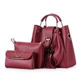 3pcs/Set Pu Leather Handbag Large Capacity Vintage Women Messenger Bag
