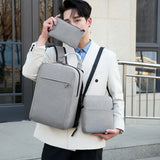 Canvas Men's Backpacks USB Laptop Business Shoulder Messenger Bag Rucksack