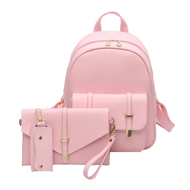 3pcs/Set Women Pu leather backpack Girls Small Backpacks Lady Composite Bag Moch