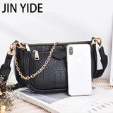 3pcs Women Handbag Set PU Leather Shoulder Messenger Chain Crossbody Purse