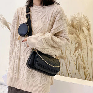 3pcs Women Handbag PU Leather Shoulder Bags Mini Female Clutch