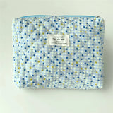 3pcs Women Cotton Linen Floral Prints Large Capacity Cosmetic Bag