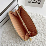 Women PU Weave Prints Large Capacity Waterproof Long Wallet