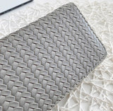 Women PU Weave Prints Large Capacity Waterproof Long Wallet