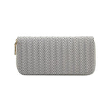 Women PU Weave Prints Large Capacity Waterproof Long Wallet